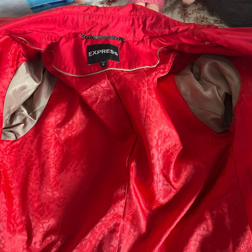 Express Red Trench Coat Size Medium - Picture 8 of 10